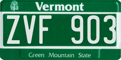 VT license plate ZVF903