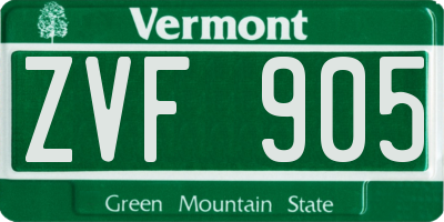 VT license plate ZVF905