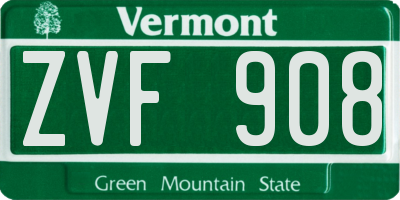 VT license plate ZVF908
