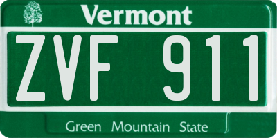 VT license plate ZVF911
