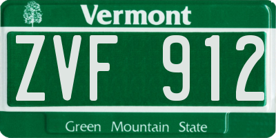 VT license plate ZVF912