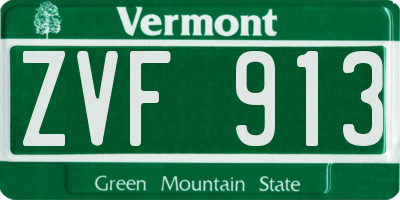 VT license plate ZVF913