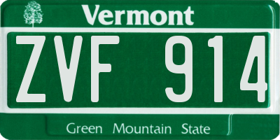 VT license plate ZVF914