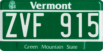 VT license plate ZVF915