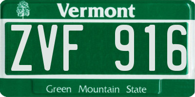 VT license plate ZVF916