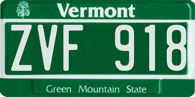 VT license plate ZVF918