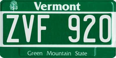 VT license plate ZVF920