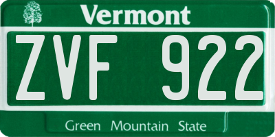 VT license plate ZVF922