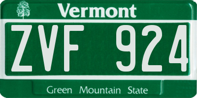 VT license plate ZVF924