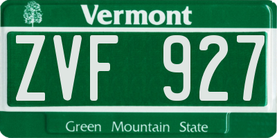 VT license plate ZVF927