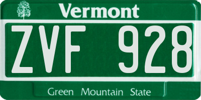 VT license plate ZVF928