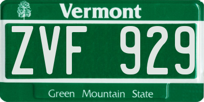 VT license plate ZVF929