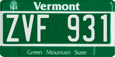 VT license plate ZVF931