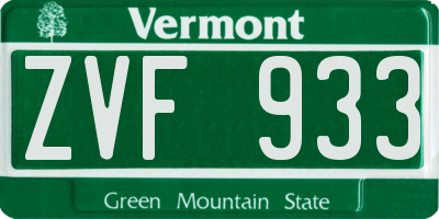 VT license plate ZVF933