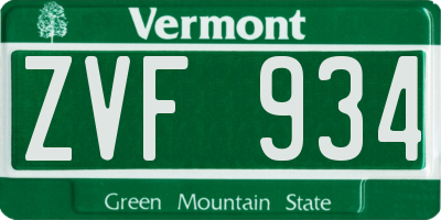 VT license plate ZVF934