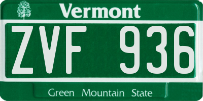 VT license plate ZVF936