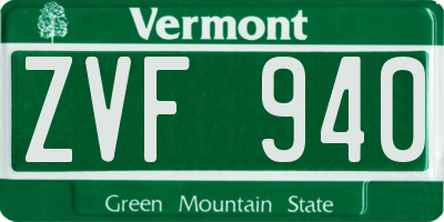 VT license plate ZVF940