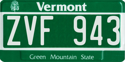 VT license plate ZVF943