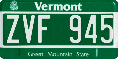 VT license plate ZVF945