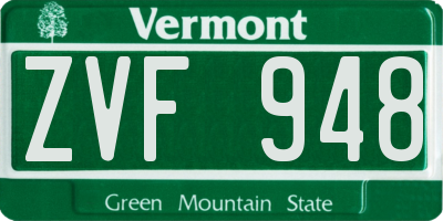 VT license plate ZVF948