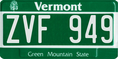 VT license plate ZVF949