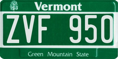 VT license plate ZVF950