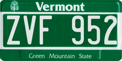 VT license plate ZVF952