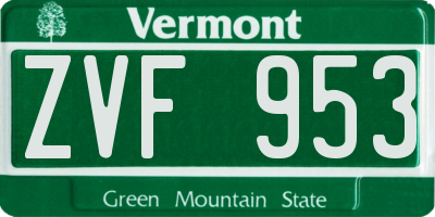 VT license plate ZVF953