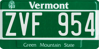 VT license plate ZVF954