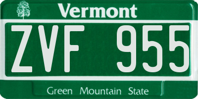 VT license plate ZVF955