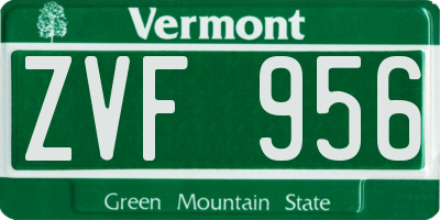 VT license plate ZVF956