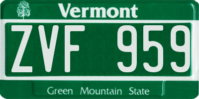 VT license plate ZVF959