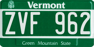 VT license plate ZVF962
