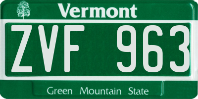 VT license plate ZVF963