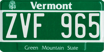 VT license plate ZVF965