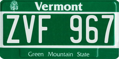 VT license plate ZVF967