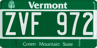 VT license plate ZVF972