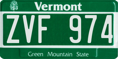 VT license plate ZVF974