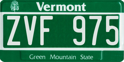 VT license plate ZVF975