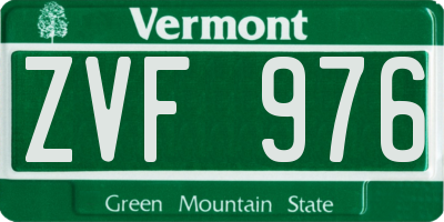 VT license plate ZVF976