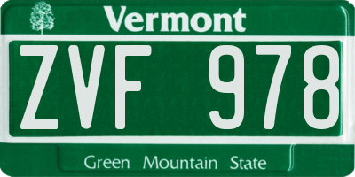 VT license plate ZVF978