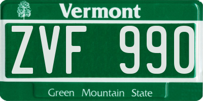 VT license plate ZVF990