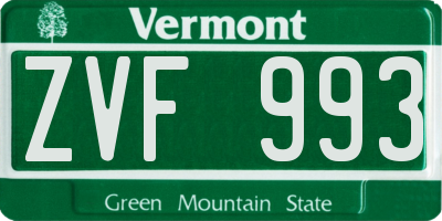 VT license plate ZVF993
