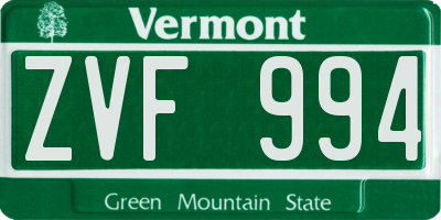 VT license plate ZVF994