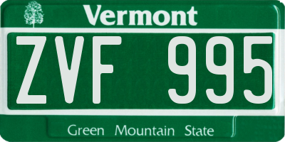VT license plate ZVF995