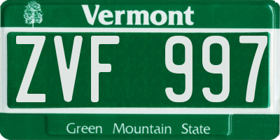 VT license plate ZVF997