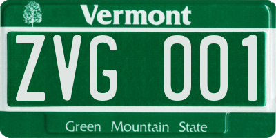 VT license plate ZVG001