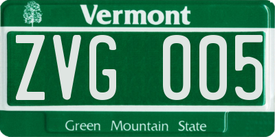 VT license plate ZVG005