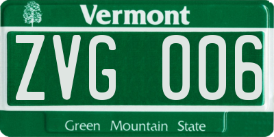 VT license plate ZVG006