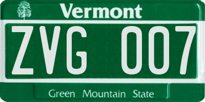 VT license plate ZVG007